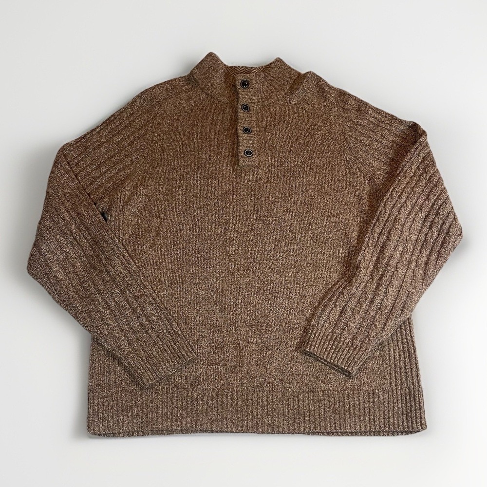 Jos A Bank 1905 Wool/Nylon Blend Brown Pullover Sweater XL 1/4 Button